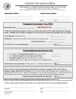 Santa Cruz Transient Occupancy Tax Form