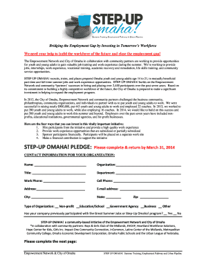 STEP-UP Omaha Summer Employment Pledge Form
