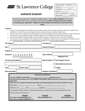 SLC Hardship Bursary Application Form