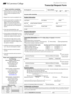 St. Lawrence College Transcript Request Form