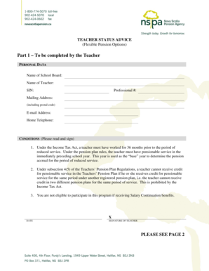 Teacher Status Advice Form