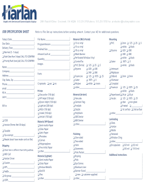 Job Specification Sheet