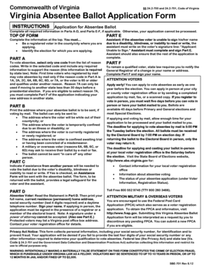 Virginia Absentee Ballot Application Form