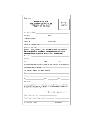 Oklahoma Vehicle Title Application
