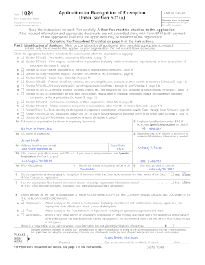 Form 1024 Application for Recognition of Exemption