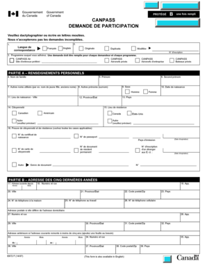 Formulaire de demande CANPASS