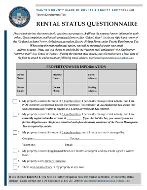 Walton County Tourist Development Tax Rental Status Questionnaire