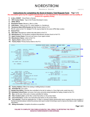 Sock & Hosiery Test Request Form