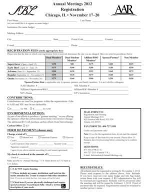 Annual Meetings 2012 Registration Form