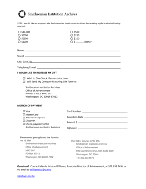 Smithsonian Institution Archives Donation Form