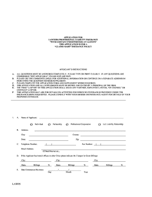 Lawyers Professional Liability Insurance Application