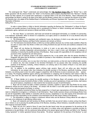 Standard Buyer's Confidentiality and Warranty Agreement