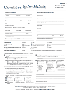 UK HealthCare Endoscopy Order Form