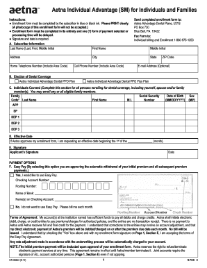 Aetna Individual Advantage Dental Enrollment Form