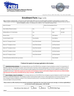 PERS Emergency Response Enrollment Form
