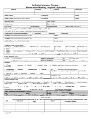 Lexington Insurance Homeowners Application