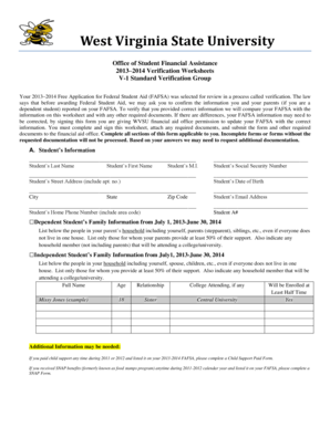 2013-2014 Verification Worksheet