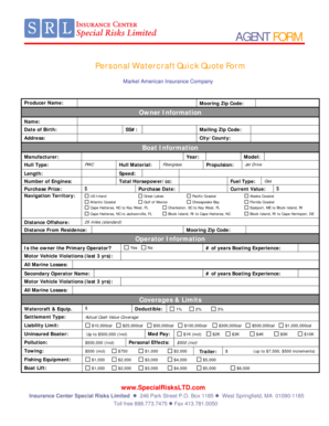 Personal Watercraft Quick Quote Form