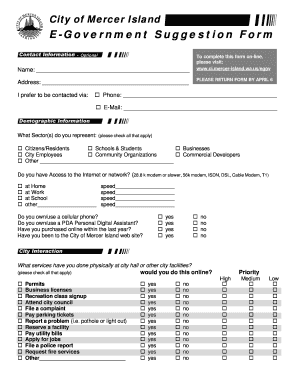 E-Government Suggestion Form - Mercer Island, Washington - mercergov