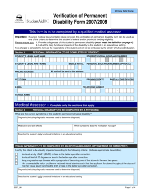 Verification of Permanent Disability Form