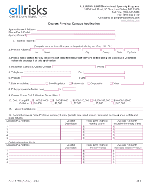 Dealers Physical Damage Application