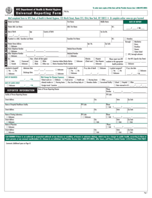 NYC Universal Reporting Form PD-16