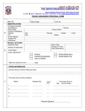 Travel Insurance Proposal Form
