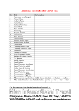 Umrah Visa Application Form