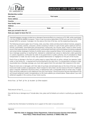 Baggage Loss Claim Form