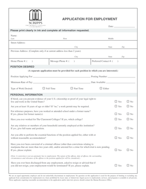 Employment Application Form