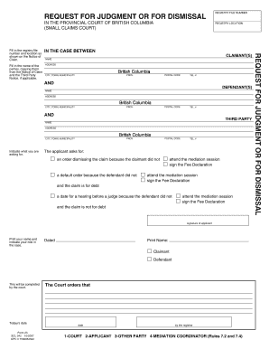 Request for Judgment or Dismissal