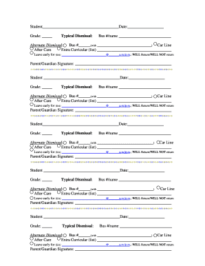 Student Dismissal Form