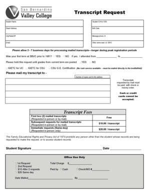 Transcript Request Form