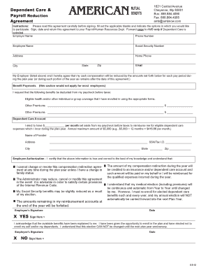 Dependent Care Payroll Reduction Agreement