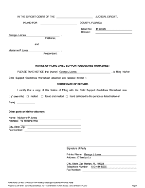 Florida Child Support Guidelines Worksheet
