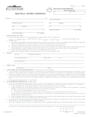 British Columbia Multiple Listing Contract