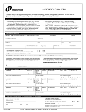 California Health Plan Prescription Claim Form