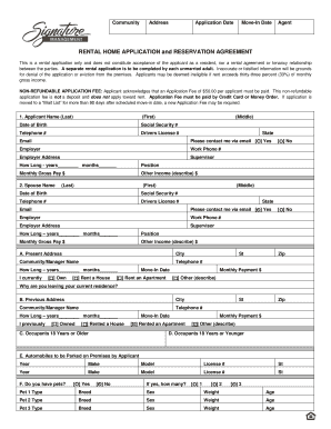Rental Home Application and Reservation Agreement