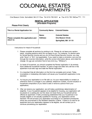 Colonial Estates Rental Application