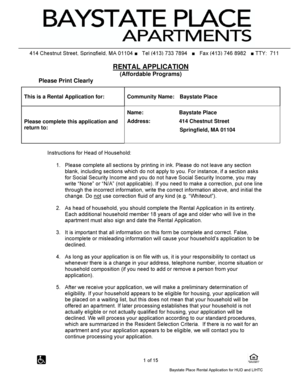 Baystate Place Rental Application