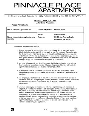 Pinnacle Place Rental Application