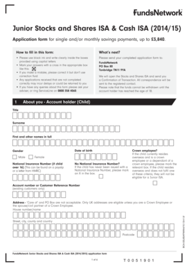 Junior Stocks and Shares ISA Application Form