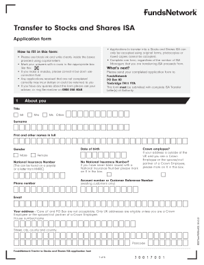 Stocks and Shares ISA Transfer Application Form