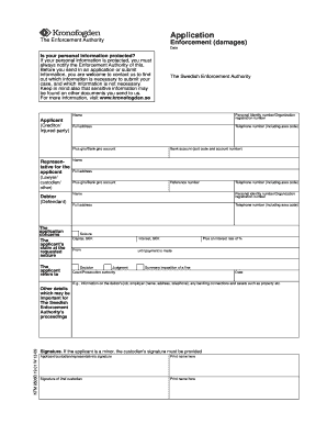Swedish Enforcement Authority Damages Application