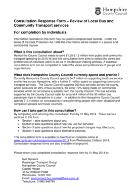 Consultation Response Form – Local Bus and Community Transport