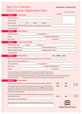 Year 2 to 3 Transfer Common Application Form