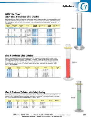 Class A Graduated Glass Cylinders VISTA 70022 - Cole-Parmer
