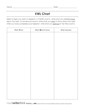 KWL Chart Template