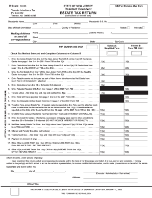 New Jersey Estate Tax Return