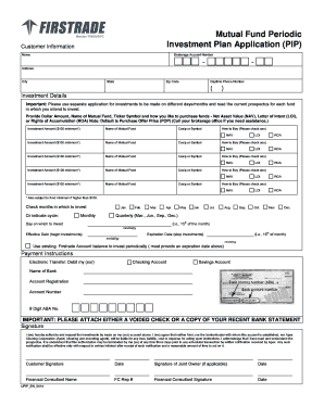 Mutual Fund Investment Plan Application